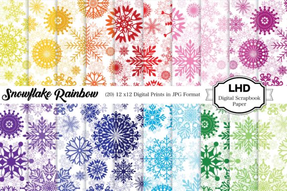 Download Digital Paper Snowflake Rainbow Patterns - Premium Resources